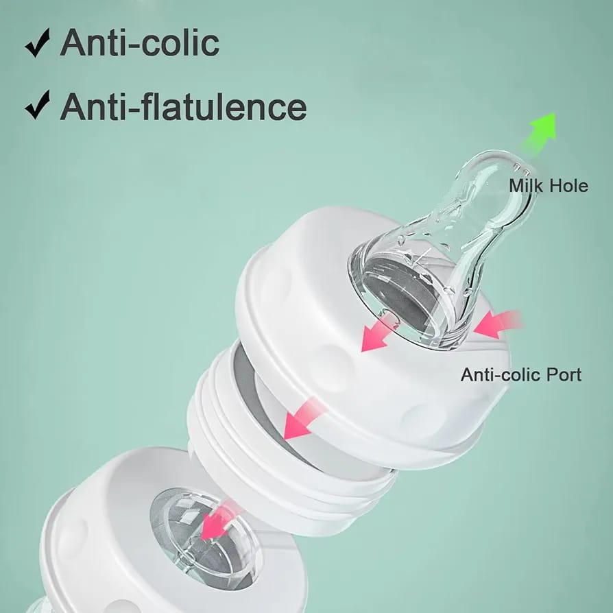 Hands-Free Baby Feeding Bottle with Pacifier & Cleaning Brush 300ml – BPA Free Food Grade