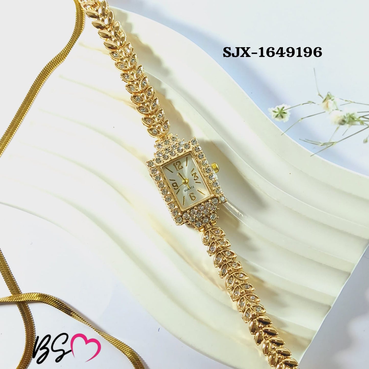 Elegance Imported Korean Shape Trending Leaf Watch for Women - Black