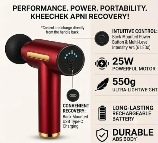Professional Massager Gun With 4 Massage Heads Durable Portable Powerful Practical Choice For Muscle Relief Relaxation And Recovery | Random Color