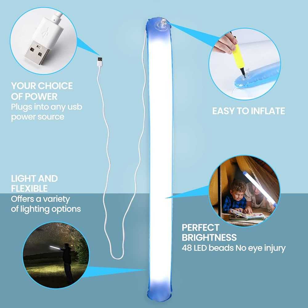 Adium Camping Inflatable Light, New Tent Portable Camping Light, USB Interface Outdoor Camping Light, Foldable Inflatable Camping Light