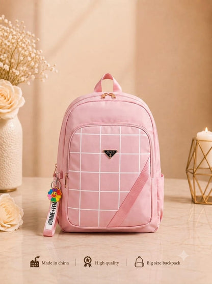 Urban Check Large Capacity Backpack for Women – Black