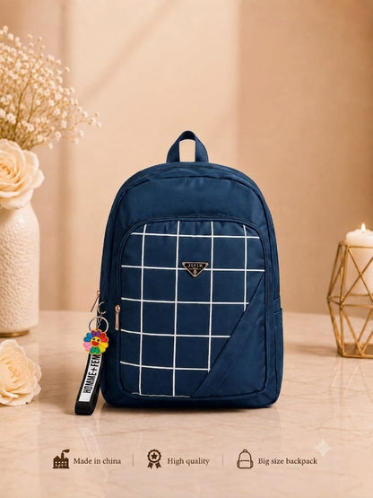 Urban Check Large Capacity Backpack for Women – Black