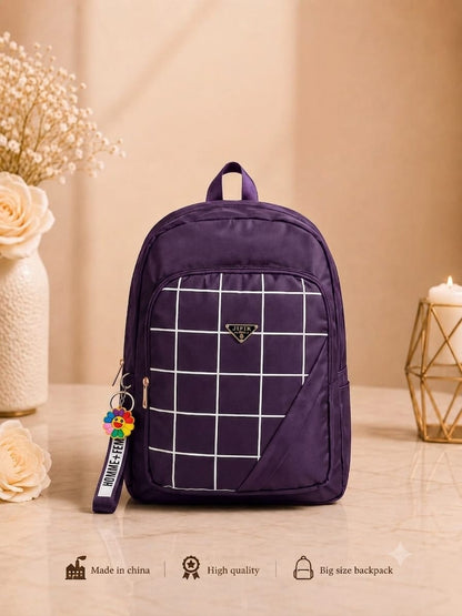 Urban Check Large Capacity Backpack for Women – Black