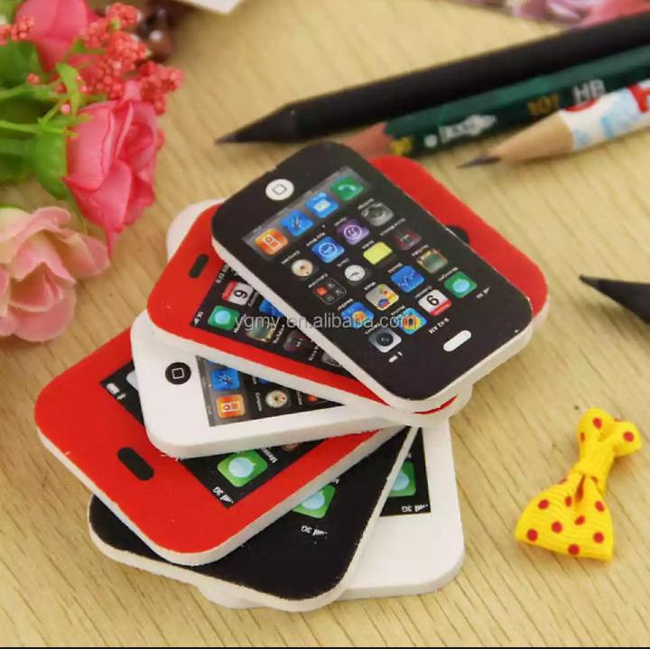 Pack of 6 Mobile Phone Shape Fancy Erasers for Kids – Cute Rubber Erasers for School, Drawing & Stationery (3 Small + 3 Large) - Multi Color