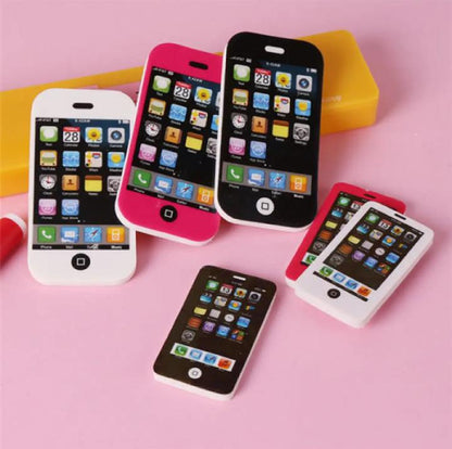 Pack of 6 Mobile Phone Shape Fancy Erasers for Kids – Cute Rubber Erasers for School, Drawing & Stationery (3 Small + 3 Large) - Multi Color