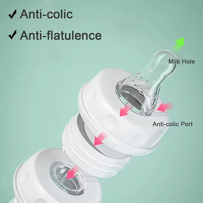 Hands-Free Baby Feeding Bottle with Pacifier & Cleaning Brush 300ml – BPA Free Food Grade