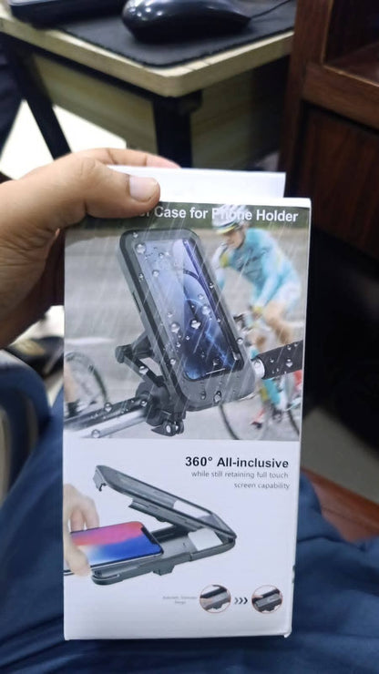 Waterproof Bike Phone Mount - 360° Rotatable Motorcycle & Bicycle Mobile Holder - Adjustable Touch Screen Handlebar Phone Support for All Bikes