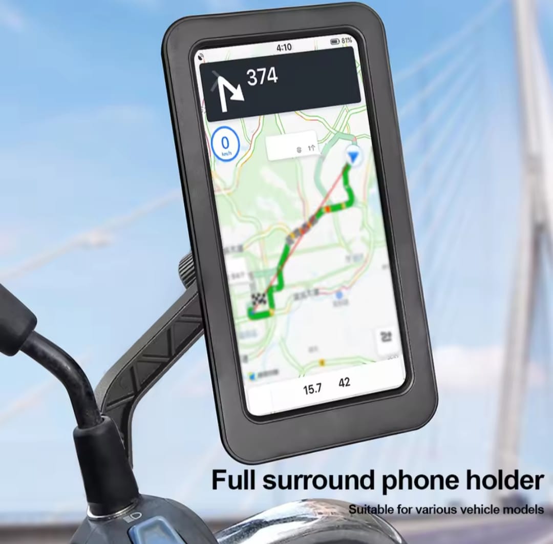 Waterproof Bike Phone Mount - 360° Rotatable Motorcycle & Bicycle Mobile Holder - Adjustable Touch Screen Handlebar Phone Support for All Bikes