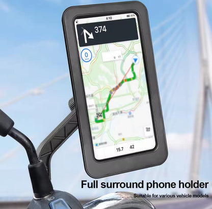 Waterproof Bike Phone Mount - 360° Rotatable Motorcycle & Bicycle Mobile Holder - Adjustable Touch Screen Handlebar Phone Support for All Bikes