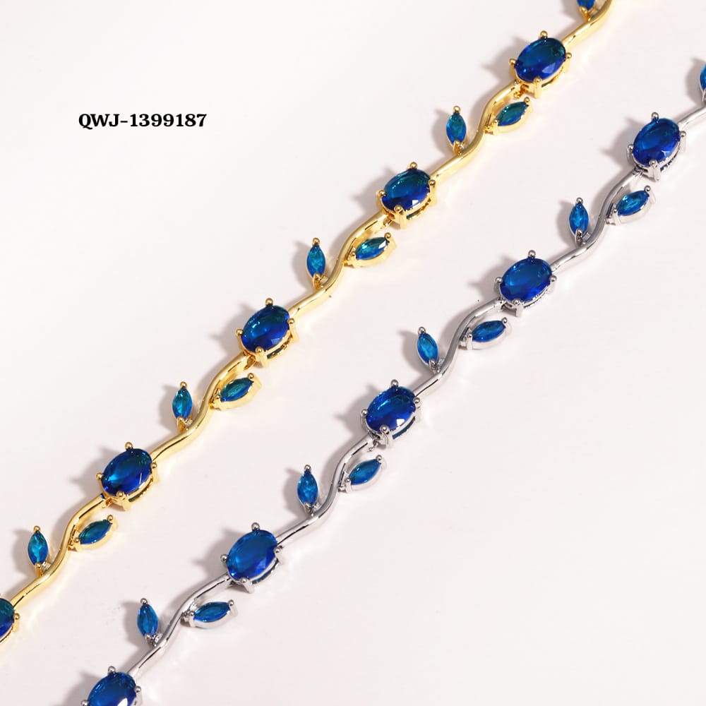 Tulip Bracelet – Premium Quality Stainless Steel Elegant Bracelet for Women | Silver Base Without Box Color Blue
