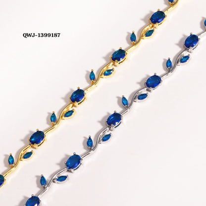 Tulip Bracelet – Premium Quality Stainless Steel Elegant Bracelet for Women | Silver Base Without Box Color Blue