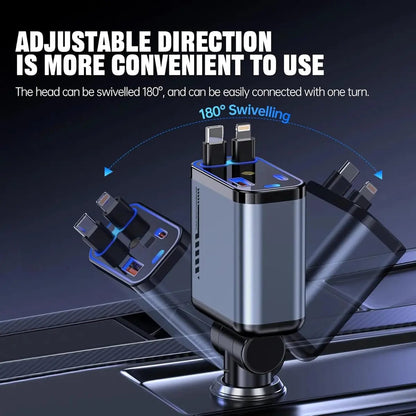 4 In 1 Fast Charging Usb-C Car Adapter - Car Accessory Designed For Power Charging And Daily Travel Routine - With Light