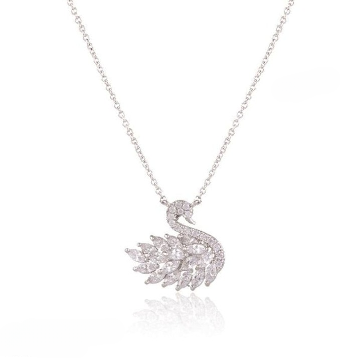 Swan Zircon Necklace - Jewelry Product Designed For Personal Style And Daily Fashion Routine - Golden Pink