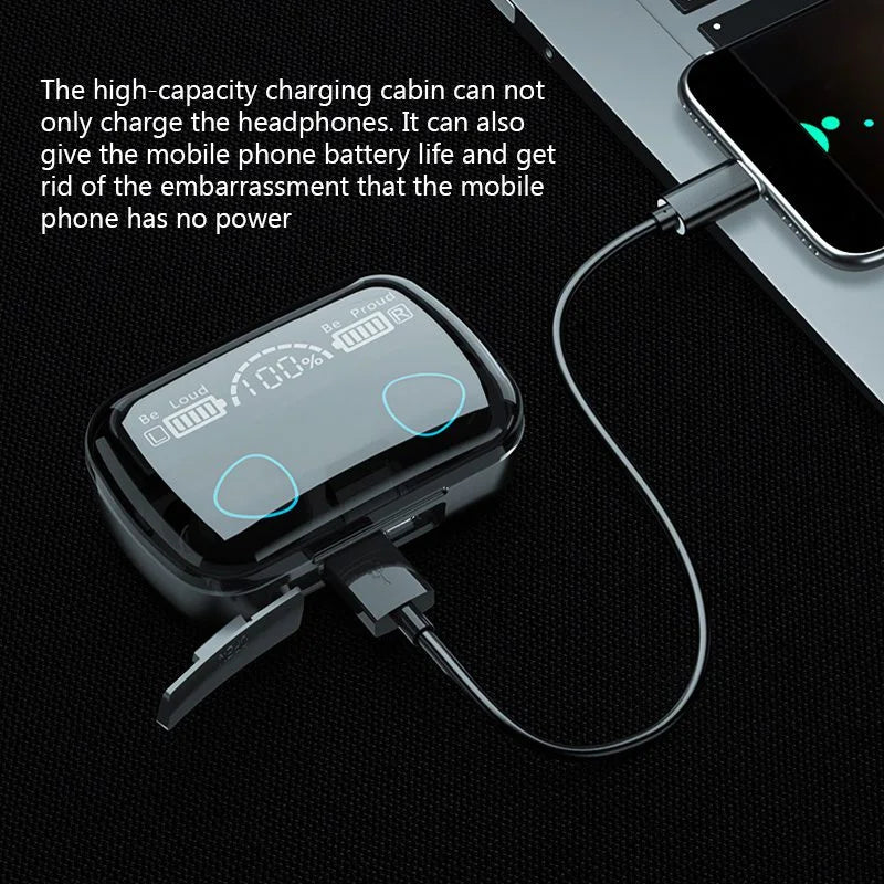 M10 TWS Wireless Bluetooth Earbuds with 9D Noise Reduction & Digital Display Charging Case