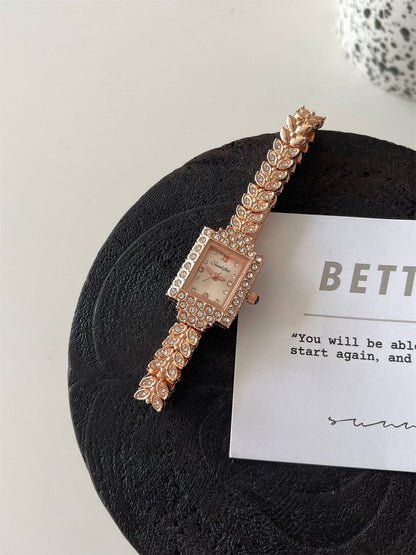 Elegance Imported Korean Shape Trending Leaf Watch for Women - Black