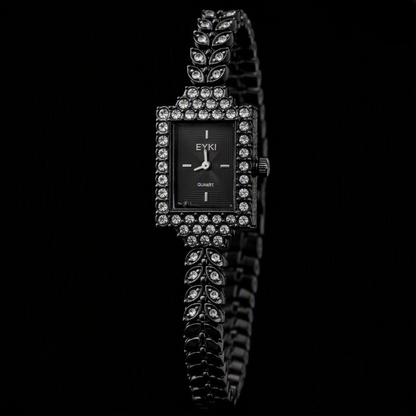 Elegance Imported Korean Shape Trending Leaf Watch for Women - Black