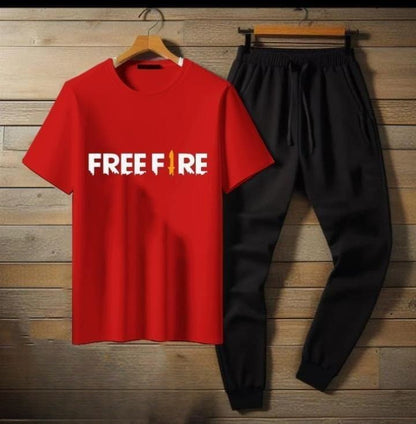 Premium Micro Men’s Tracksuit FreeFire Print – Comfortable Sportswear | Gym & Workout Suit - Black Extra Large