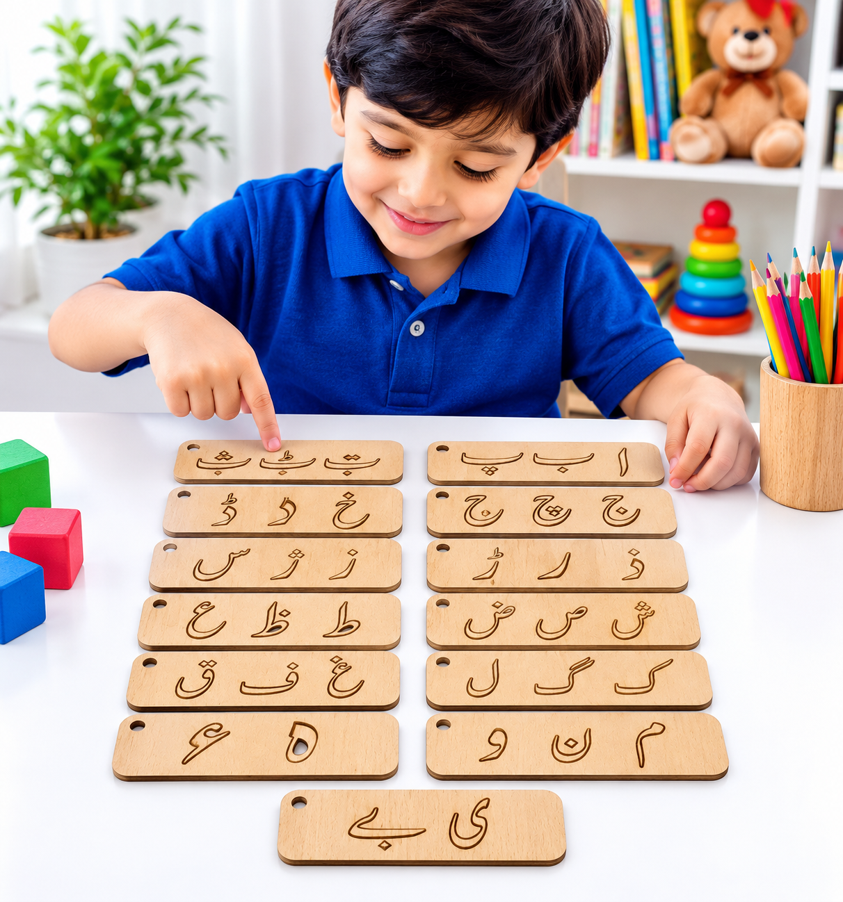Urdu Huroof Tracing Board – MDF Wood Alphabet Learning & Writing Practice Toy