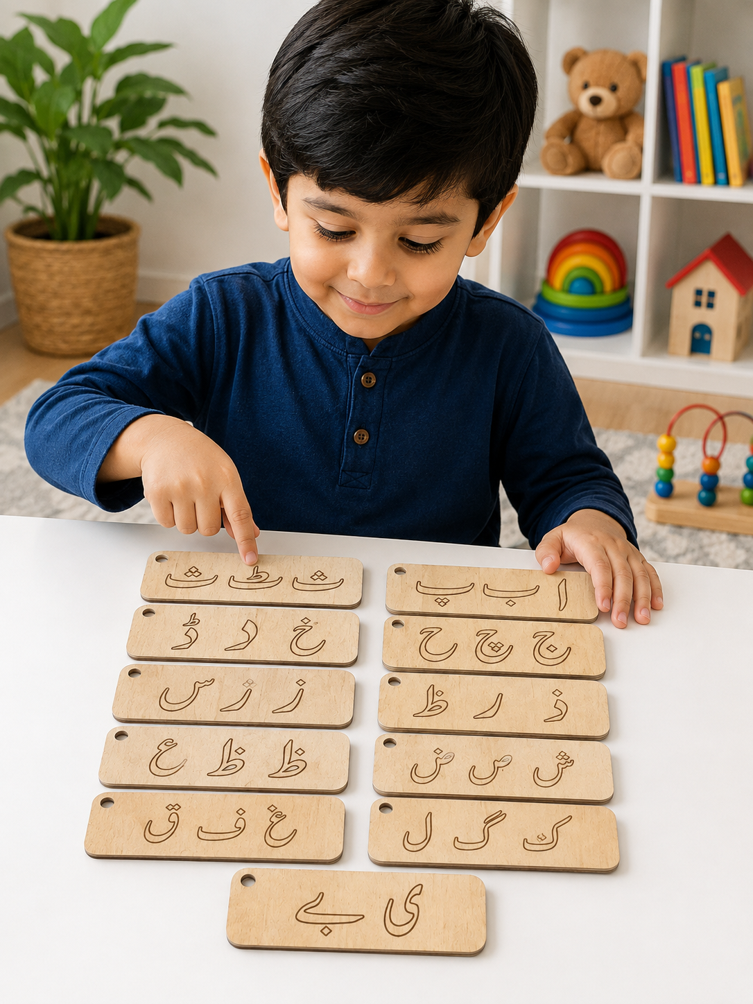 Urdu Huroof Tracing Board – MDF Wood Alphabet Learning & Writing Practice Toy