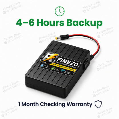 Finezo WiFi Router Power Bank 12000mAh – Mini UPS with 5-6 Hours Backup - 12V