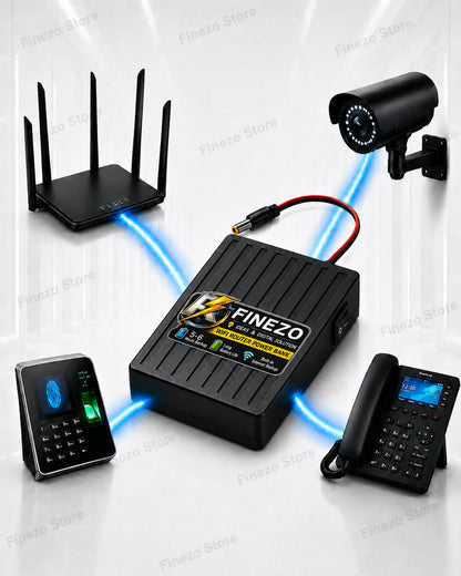 Finezo WiFi Router Power Bank 12000mAh – Mini UPS with 5-6 Hours Backup - 12V