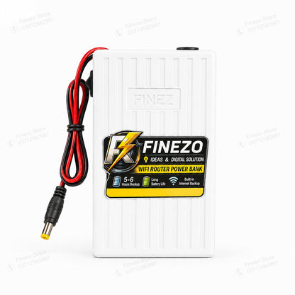 Finezo WiFi Router Power Bank 12000mAh – Mini UPS with 5-6 Hours Backup - 12V