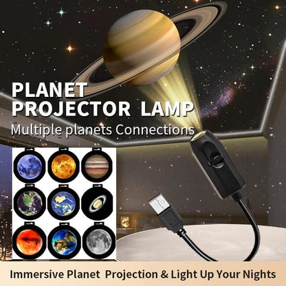 USB Ceiling Moon Earth Projection Atmosphere Light Starry Sky Lamp Night Light Romantic Bedroom Decoration Projector (6 Lenses)