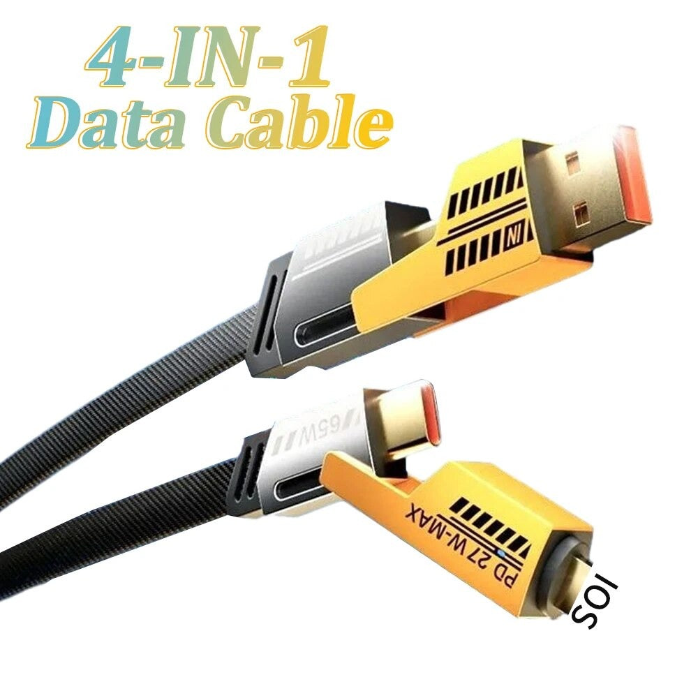 4 In 1 Fast Charging Cable 1.5 Metre USB To Type C PD Charger Compatible With iPhone Android Type C Laptop Durable Reliable Practical Choice