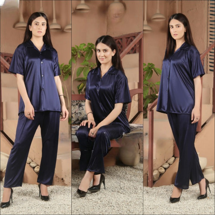 Silk 2-Piece Shirt & Pajama Night Suit for Women (Model R-112)