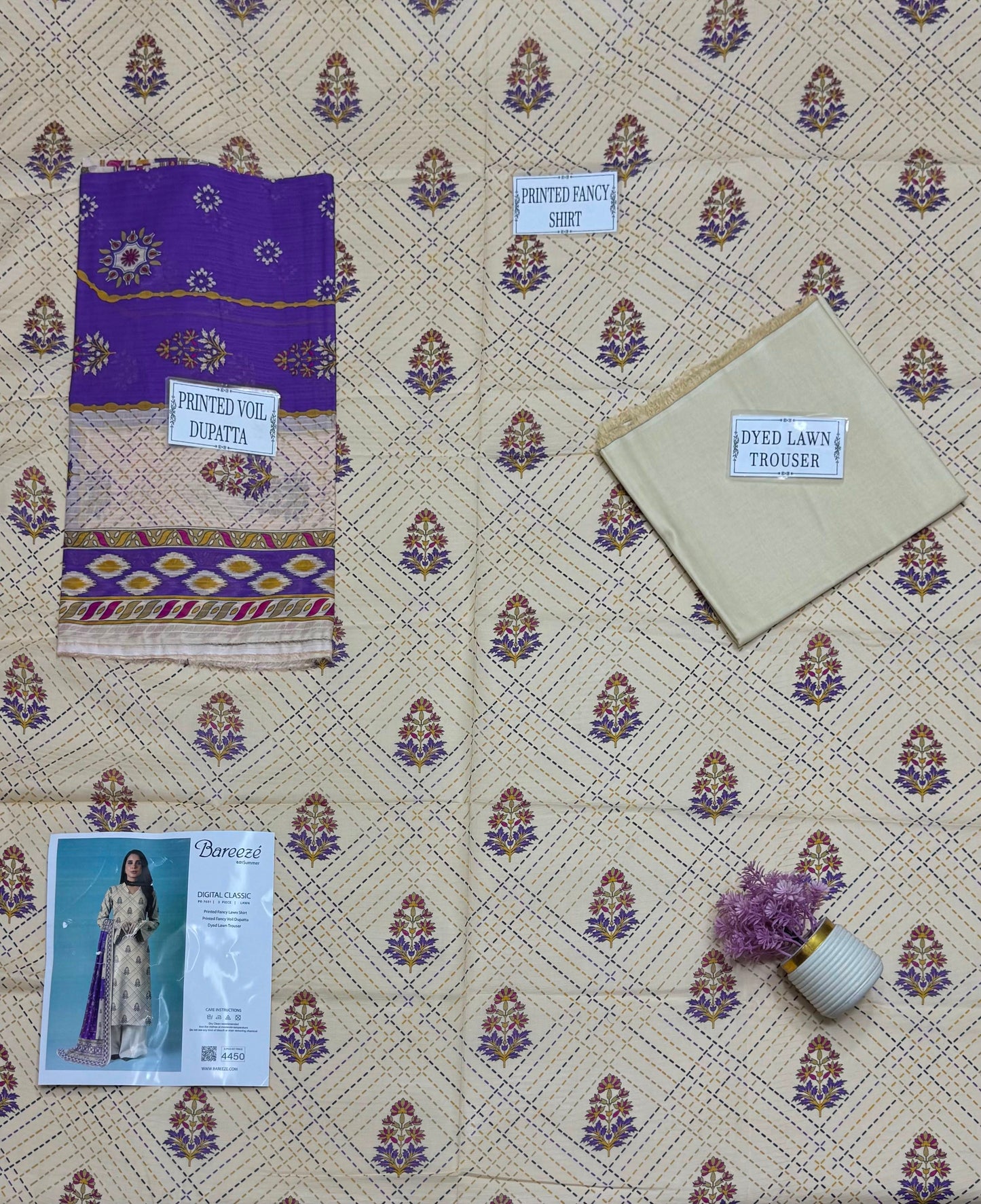 Bareeze Digital Classic 3-Piece Lawn Unstitched Suit (PR-7601)