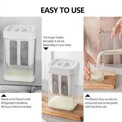 Multi-Purpose 1100ML Greek Yogurt Maker Hung Curd Strainer Box with Mesh Filter | Yogurt Maker