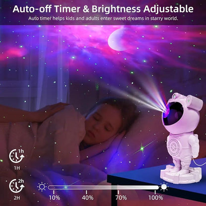 Astronaut Galaxy Star Projector Lamp with Built-in Bluetooth Speaker & Remote Control