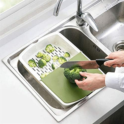 Cutting Boards Kitchen Dining 3-in-1 Kitchen Cutting Board Plastic Cutting Board Block and Drain Basket Storage Box Cutting Mat Kitchen Tool Durable and Non-Greasy Kitchen Tool