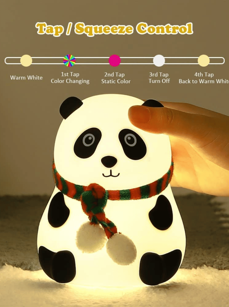 Cute Panda Night Light - Rechargeable Silicone 7-Color RGB Lamp light