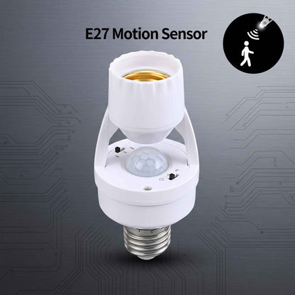 E27 Infrared PIR Motion Sensor Light Bulb Socket Adapter