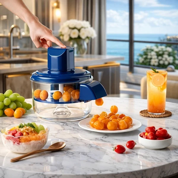 Multi-Functional Vegetable & Fruit Chopper – Manual Food Cutter with Transparent Bowl for Garlic, Fruits, Vegetables & More