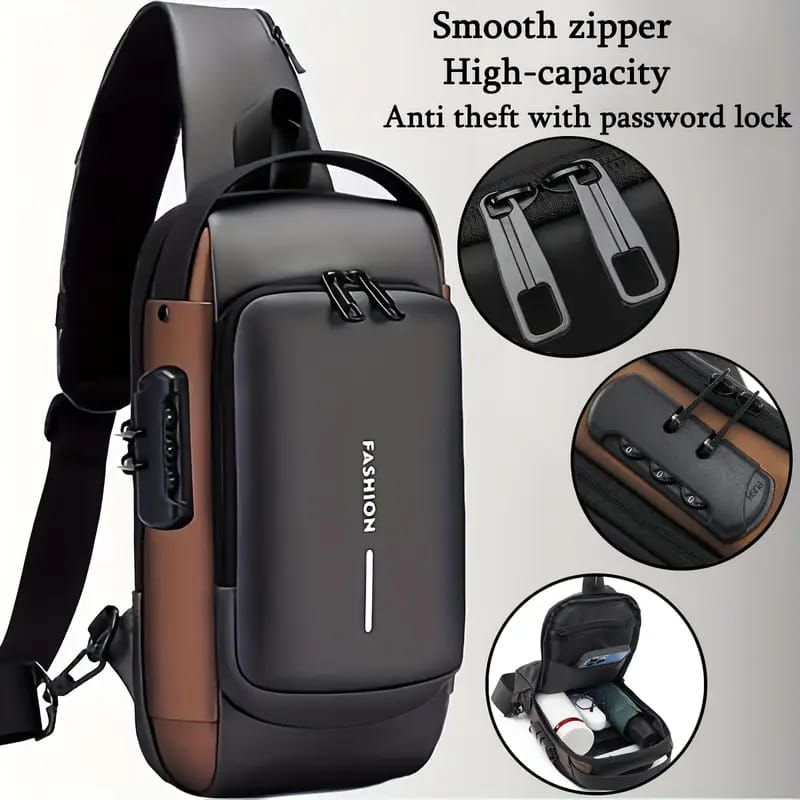 Anti-Theft Cross Body Bag With Password Lock Smooth Zippers And High-Capacity Storage For Secure Travel And Convenient Daily Use (Random Color)
