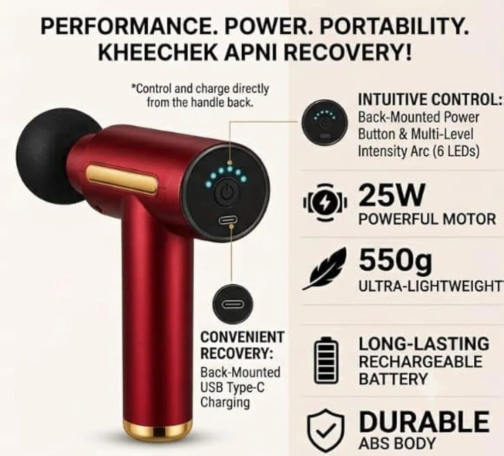 Professional Massager Gun With 4 Massage Heads Durable Portable Powerful Practical Choice For Muscle Relief Relaxation And Recovery | Random Color