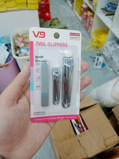V9 Nail Clippers Set – Professional Stainless Steel Nail Cutter & File Grooming Kit