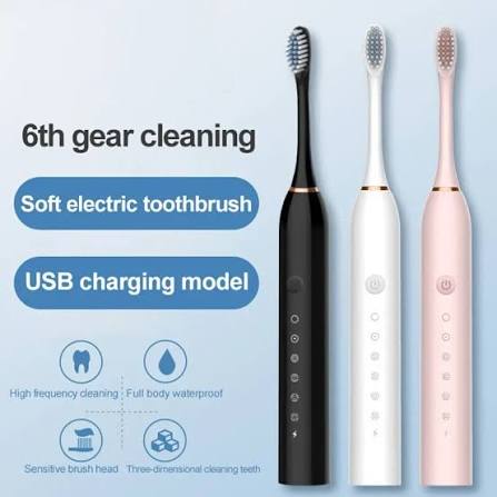X-3 Sonic Rechargeable Electric Toothbrush With 2 Extra Heads | USB Charging Rechargeable Total Washable Electronic Whitening Teeth Brush for Oral Care