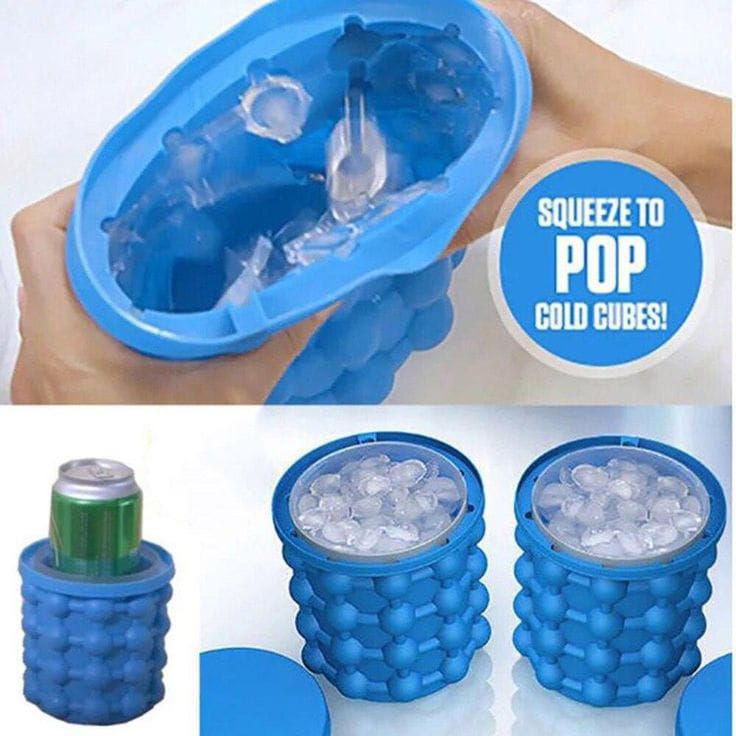 Ice Genie Silicone Ice Cube Maker Bucket with Airtight Lid