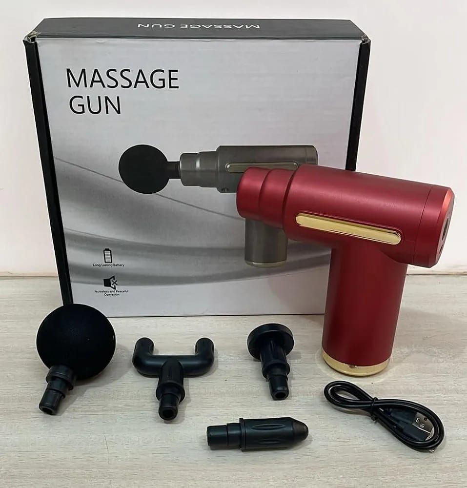 Professional Massager Gun With 4 Massage Heads Durable Portable Powerful Practical Choice For Muscle Relief Relaxation And Recovery | Random Color