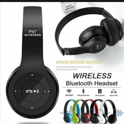 P47 Wireless Bluetooth On-Ear Headphones with Microphone (1 Piece – Random Color)
