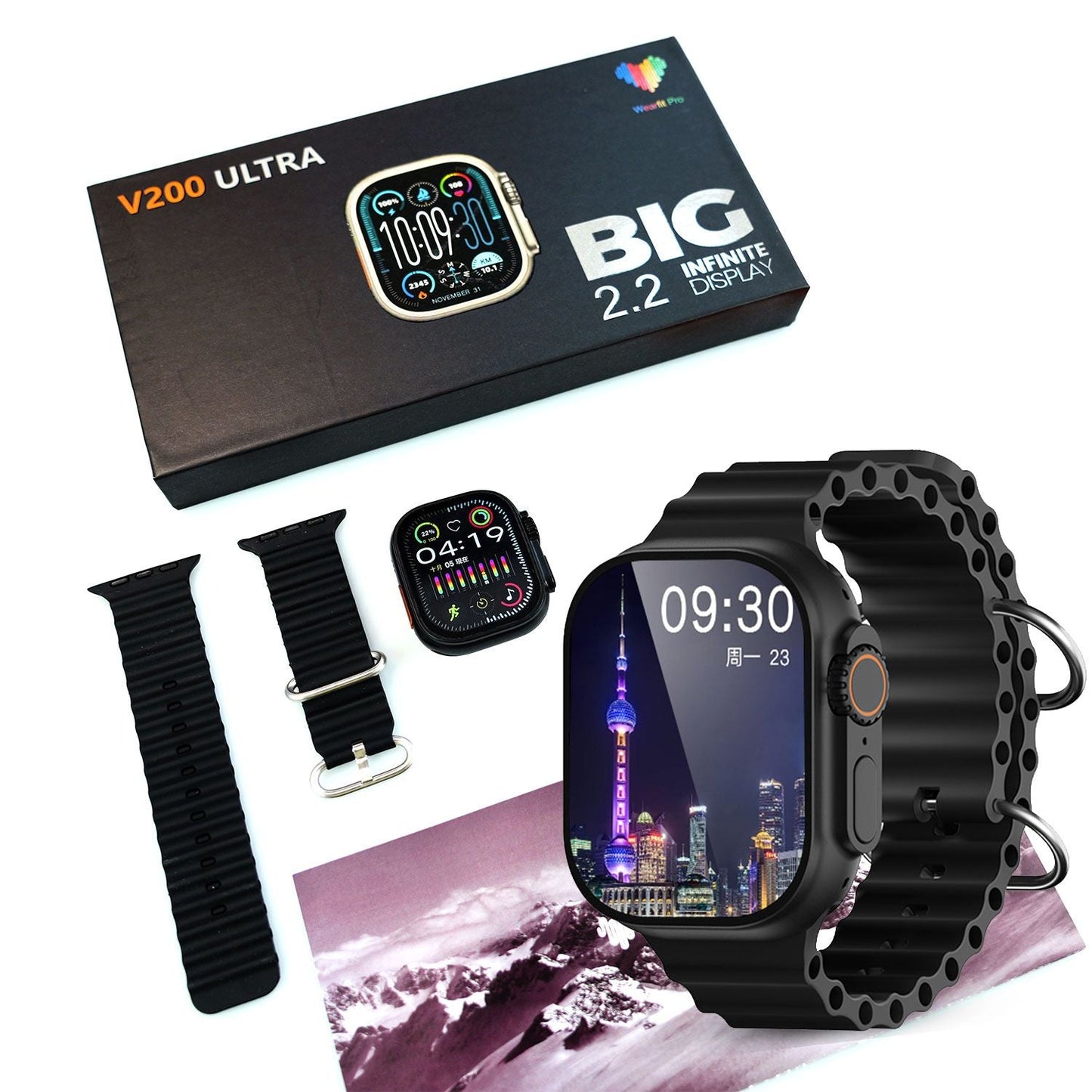 V200 Ultra Smart Watch with 2.2-Inch HD Large Display | Stylish Smartwatch for Men & Women