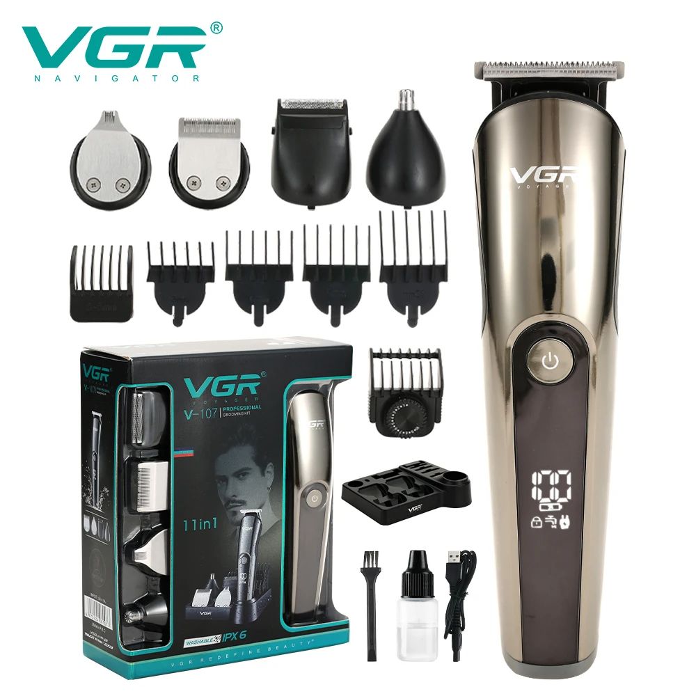 VGR V-107 11-In-1 Professional Grooming Kit With Multiple Attachments For Complete Personal Care