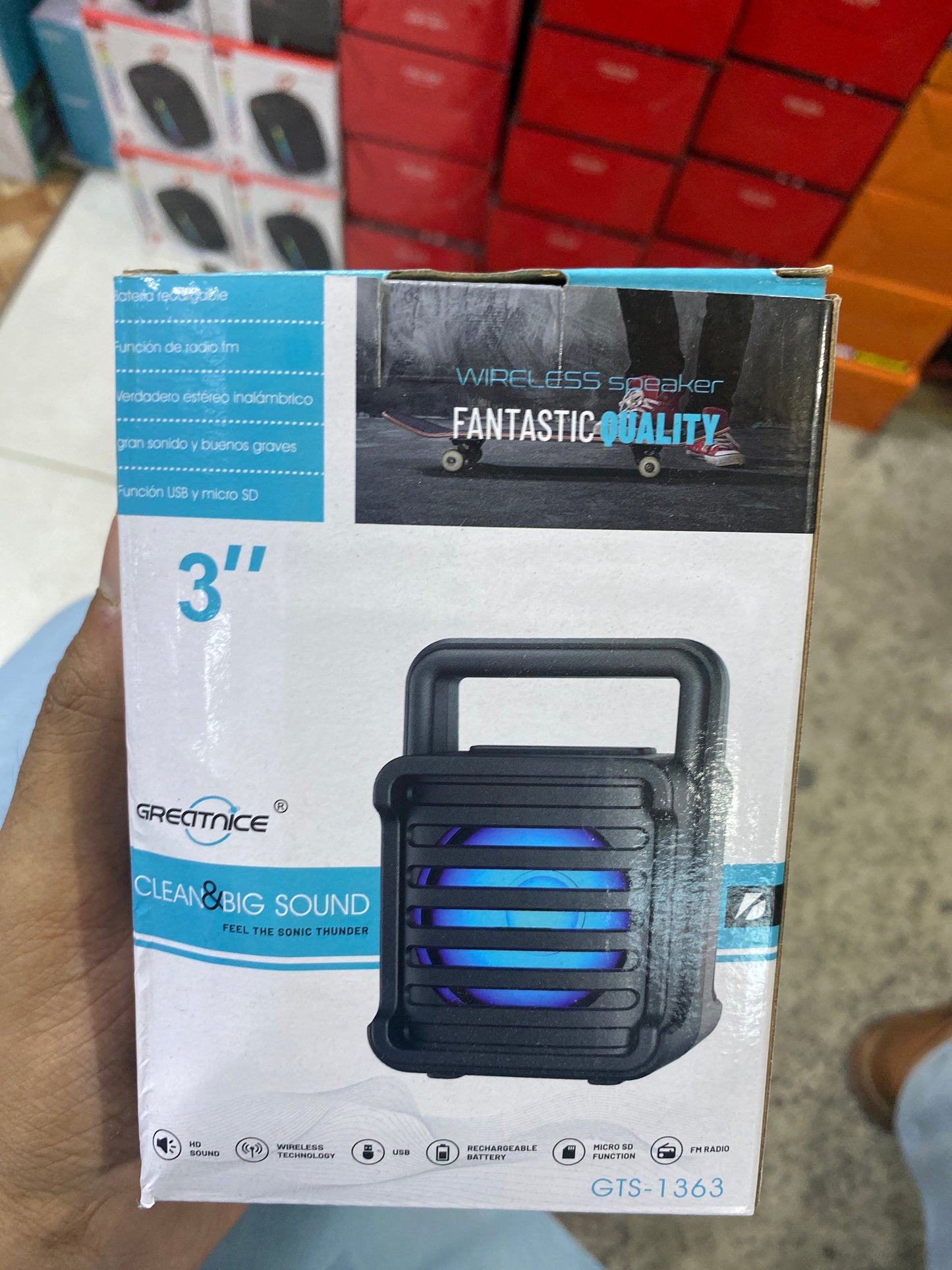 Greatnice GTS-1363 3-Inch Mini Portable Wireless Bluetooth Speaker with LED Light