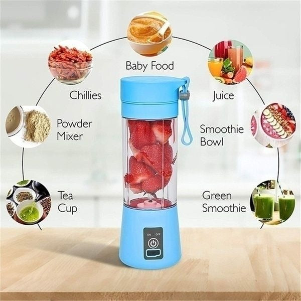 6 Blade Mini Portable Usb Juicer Blender Rechargeable - Kitchen Appliance Designed For Juice Blending And Daily Beverage Routine (Random Color)