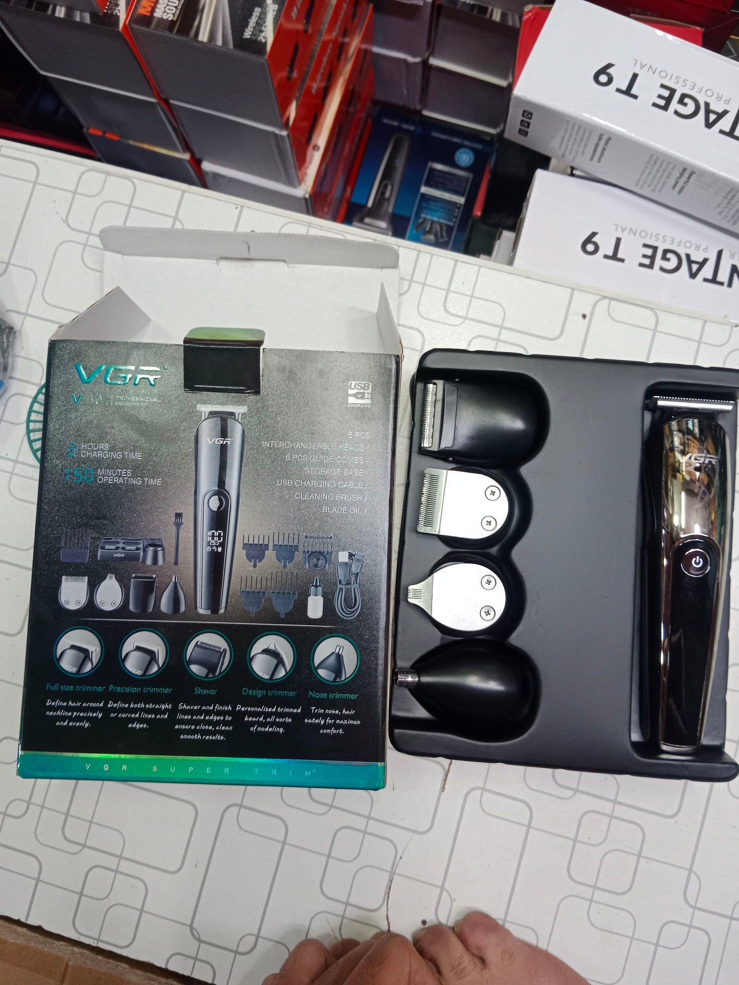 VGR V-107 11-In-1 Professional Grooming Kit With Multiple Attachments For Complete Personal Care