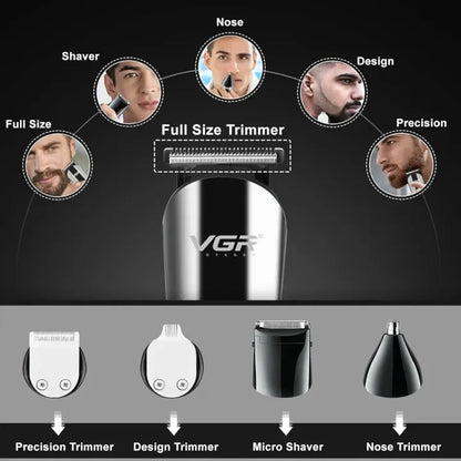 VGR V-107 11-In-1 Professional Grooming Kit With Multiple Attachments For Complete Personal Care