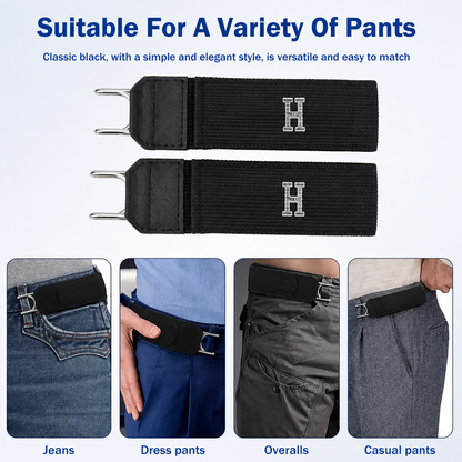 Pair Of Adjustable Buckleless Elastic Waist Belt with Metal Hooks - Unisex Design